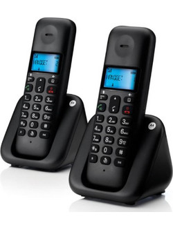 Motorola T302 Ασύρματο Τηλέφωνο Σετ Duo με Ανοιχτή Ακρόαση Μαύρο