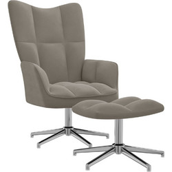 vidaXL Πολυθρόνα Relax με Υποπόδιο Βελούδινη Γκρι 328128