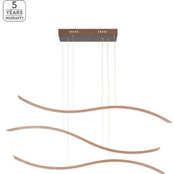 Home Lighting Waves Κρεμαστό Φωτιστικό Οροφής Ράγα Τρίφωτο LED με Θερμό Λευκό Φως Καφέ 77-8130