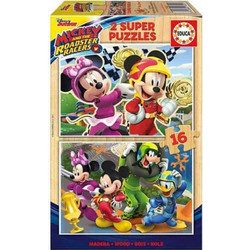 Παιδικό Puzzle Educa Ξύλινο Mickey Roadster 2x16 Κομμάτια