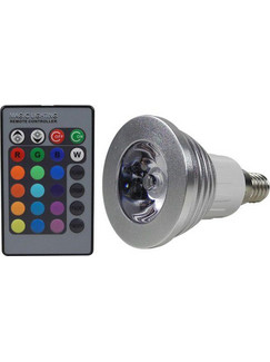 Σποτάκι LED E27 5 Watt RGB 220V με Ασύρματο Χειριστήριο 100Lumens