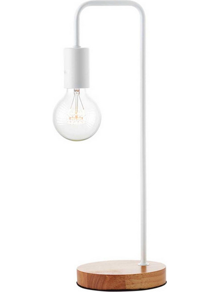Aca KS1755WWD Πορτατίφ Ε27 Λευκό Καφέ Φ18xΥ48cm