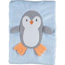 BiBaby 3D Cute Penguin Κουβέρτα Αγκαλιάς Βελουτέ 88x100 Γαλάζια