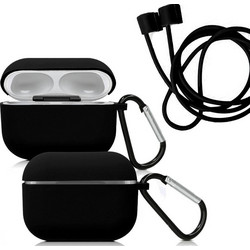 111.0142 SOFT SILICONE CASE ΜΕ ΓΑΝΤΖΟ & ANTILOST STRAP AIRPODS PRO ΜΑΥΡΟ