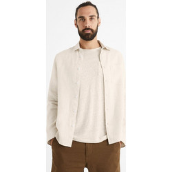 Celio Ανδρικό Πουκάμισο Μακρυμάνικο BAFLAX Beige