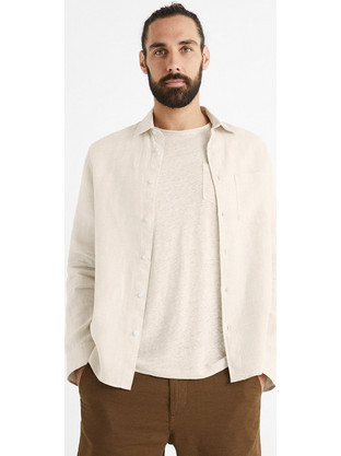 Celio Ανδρικό Πουκάμισο Μακρυμάνικο BAFLAX Beige