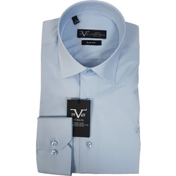 Versace 19V69 Ανδρικό Πουκάμισο Βαμβακερό Μακρυμάνικο Slim Fit Γαλάζιο