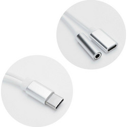 Αντάπτορας 2 σε 1 από USB-C σε Jack 3.5mm και θηλυκό USB-C ασημί