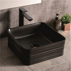 Inter Ceramic Επικαθήμενος Νιπτήρας Μπάνιου Πορσελάνης 39x39x15cm Μαύρος 878B