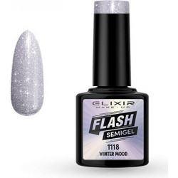 Elixir Semi Flash Gel 1118 Winter Mood Glitter Ημιμόνιμο Βερνίκι Νυχιών 8ml