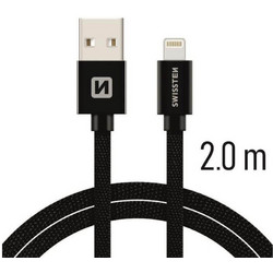 Swissten Braided USB-A to Lightning Cable 2m Black 71523301
