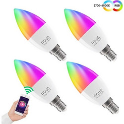 NOUS Smart LED bulbs E14 4,5W RGB P4 WiFi Tuya works with Alexa and Google Assistant (pack of 4)