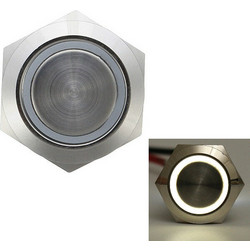 22mm 12V LED illuminated Metal Latching Self-Lock Switch - White (IP67)