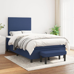 vidaXL Κρεβάτι Boxspring με Στρώμα Μπλε Υφασμάτινο 120x200cm 3136427