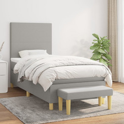 vidaXL Κρεβάτι Boxspring Υφασμάτινο με Στρώμα Ανοιχτό Γκρι 100x200cm 3136973