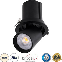 GloboStar VIRGO-B 60312 Χωνευτό LED Spot Downlight Φ13.5cm 20W 36 Στρογγ. - Μαύρο - Φυσικό 4500K 18298