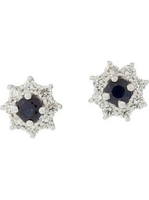 Million Diamonds Γυναικεία Σκουλαρίκια Καρφωτά από Λευκόχρυσο 18K με Διαμάντι & Ζαφείρι SK17655