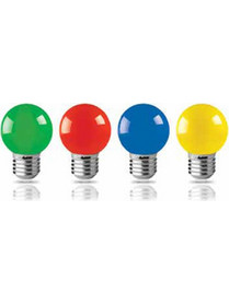 Λάμπα led 3W κίτρινο φως Ε27 χρωματιστή σφαιρική μπαλάκι G45 ευρείας δέσμης 330 230V 45x77mm