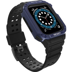 Hurtel Armored Θήκη & Λουράκι Σιλικόνης Blue / Black (Apple Watch 42 / 44 / 45mm)