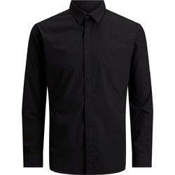 Jack & Jones Ανδρικό Πουκάμισο Βαμβακερό Μακρυμάνικο Κανονική Γραμμή Μαύρο 12187222