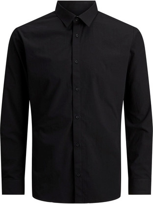 Jack & Jones Ανδρικό Πουκάμισο Βαμβακερό Μακρυμάνικο Κανονική Γραμμή Μαύρο 12187222