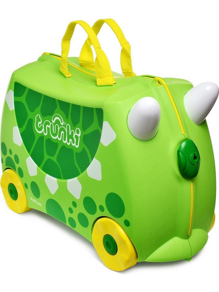 Trunki Dudley Dino Παιδική Βαλίτσα Καμπίνας 31x46x20.5cm με 4 Ρόδες Πράσινη