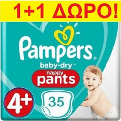 Pampers Baby Dry Nappy Pants Πάνες Βρακάκι No4+ 9-15kg 2x35τμχ