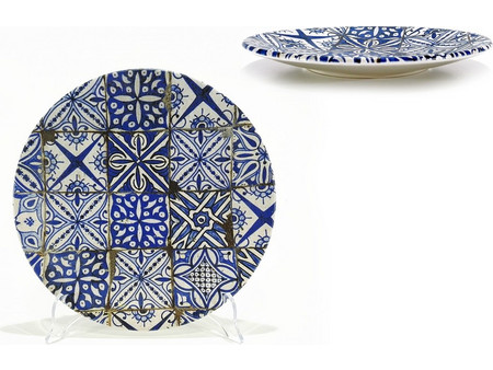 ArteLibre Πιάτο Ρηχό Πορσελάνης Maiolica Blu Opaco 26cm