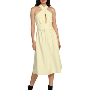 Kendall + Kylie Midi Καλοκαιρινό Βραδινό Φόρεμα Λευκό KKW3813014