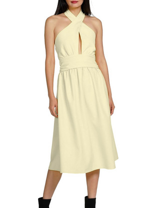 Kendall + Kylie Midi Καλοκαιρινό Βραδινό Φόρεμα Λευκό KKW3813014