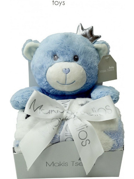 Makis Tselios Toys Κουβέρτα Αγκαλιάς Fleece με Λούτρινο 80x110 Γαλάζια