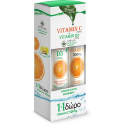 Power Health Vitamin C 1000mg & D3 1000iu Stevia 24s + Vitamin C 500mg 20 Αναβράζοντα Δισκία