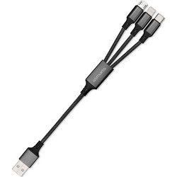 Καλώδιο Φόρτισης 4smarts ForkCord (1000774197) 3 σε 1 USB-A σε USB-C/Lightning/Micro USB - 2.4A - Braided - 0.2m - Μαύρο 468745
