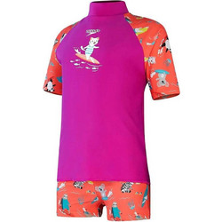 Speedo Αντηλιακό UV Παιδικό Μαγιό Σετ με Μπλούζα για Κορίτσι Μωβ Κοραλί 11882-15154B
