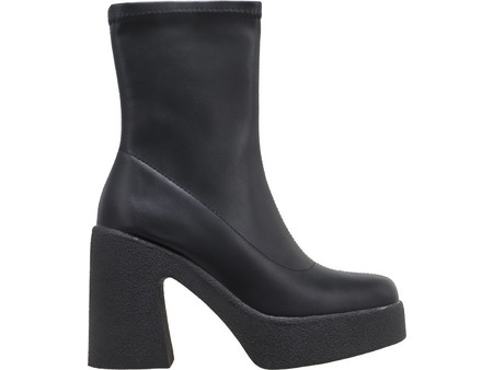 Envie Shoes Γυναικεία Μποτάκια Δερμάτινα Μαύρα με Χοντρό Ψηλό Τακούνι E23-18378-34