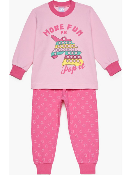 Pretty Baby Fun Παιδική Πιτζάμα Βαμβακερή Χειμωνιάτικη Ροζ Φούξια 69185
