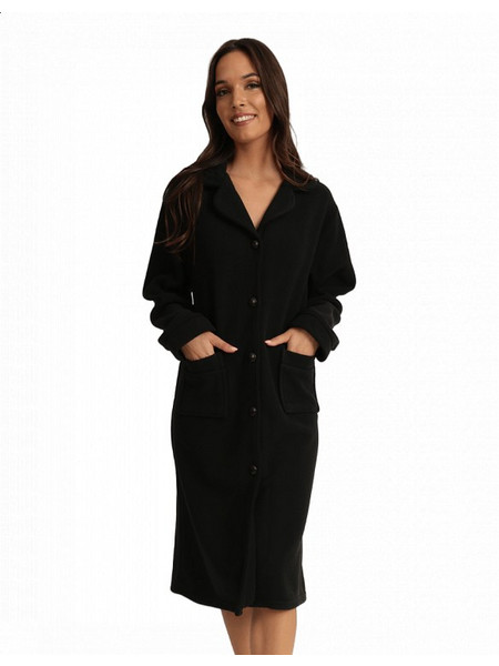 Lydia Γυναικεία Ρόμπα Χειμωνιάτικη Fleece Μαύρη 23628