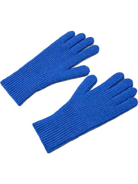 Braided telephone gloves with cutouts for fingers - blue