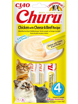 Inaba Ciao Churu Creamy Treat with Chicken, Cheese & Beef 56gr