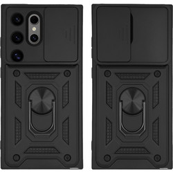 Sonique Ring Armor CamPro Back Cover Black (Samsung Galaxy S24 Ultra)