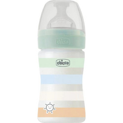 Chicco Well Being Πλαστικό Μπιμπερό με Θηλή Σιλικόνης κατά των Κολικών 0m+ Boy Ciel/Somon 150ml