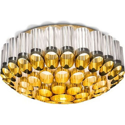 Φωτιστικό Οροφής - Πλαφονιέρα Odeon 65x65x33cm 6xE27/1xLed 12W/6,5W Clear-Gold Slamp