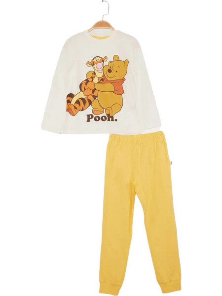 Cimpa Winnie The Pooh Παιδική Πιτζάμα Βαμβακερή Χειμωνιάτικη Λευκή Κίτρινη WP21341