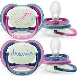 Philips Avent Ultra Air Ανατομικές Ορθοδοντικές Πιπίλες Σιλικόνης Νυκτός 6-18m Stars Dream Pink 2τμχ SCF376/07