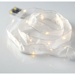 WHITE RIBBON 20 LED ΛΑΜΠΑΚΙΑΧΑΛΚΟΥ ΘΕΡΜΟ ΛΕΥΚΟ ΑΣΗΜΙ ΚΑΛΩΔΙΟ 5 TEMAXIA ΜΠΑΤΑΡΙΑΣ 3xAA IP20 2m ΣΥΝ 10cm | Aca | X01201118
