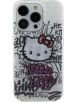 Hello Kitty IML Kitty On Bricks Graffiti case for iPhone 15 - white