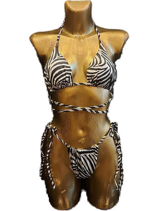 Μαγιό Μπικίνι Zebra Print με Μεγάλα Κορδόνια z1002