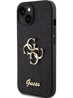 Guess Fixed Glitter 4g Back Cover Μεταλλική Μαύρο (Apple iPhone 15)