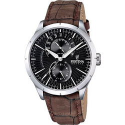 Festina Ανδρικό Ρολόι Χρονογράφος με Καφέ Δερμάτινο Λουράκι F16573/4