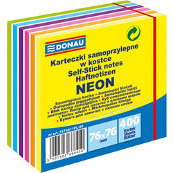 Αυτοκόλλητα χαρτάκια σημειώσεων Donau 76X76mm 400φ πολύχρωμα neon brilliant (7574011PL-99)